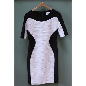 Joseph Ribkoff Dress Size 8 Black White Textured‎ Career Cocktail